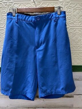 IZOD Men's Flat Front Golf Shorts Blue Waist 38